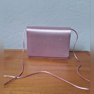 Vintage Pink Satin Clutch Crossbody Bag Mauve Square Minimalist Prom HOCO Formal